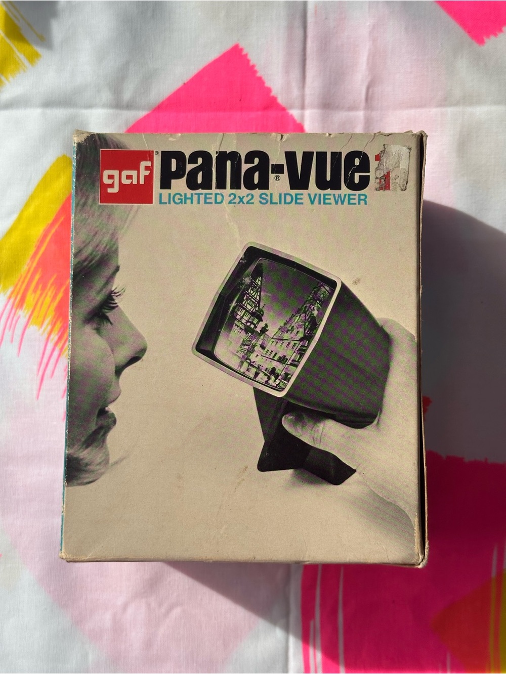 Vintage GAF Pana-Vue 1 Lighted 2x2 Slide Viewer with Original Box & Manual